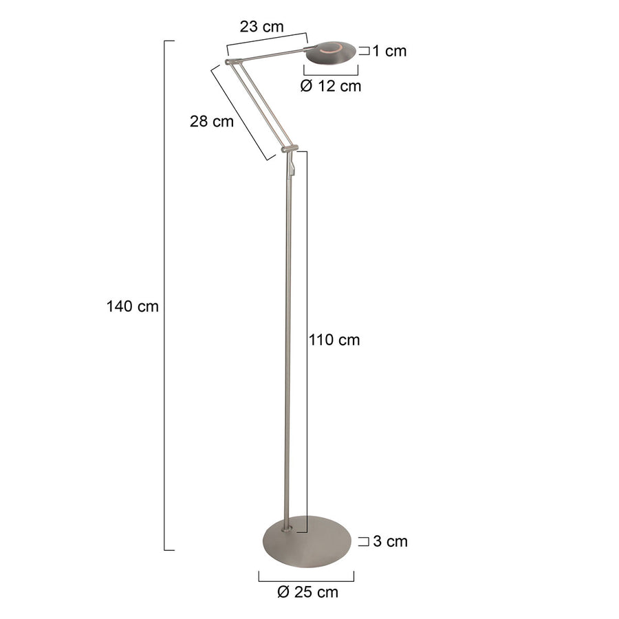 Stalen vloerlamp zenith 2 4391st met afstandsbediening