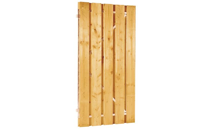 Grenen geschaafde plankendeur op verstelbaar stalen frame 90 x 180 cm, recht, groen geïmpregneerd.