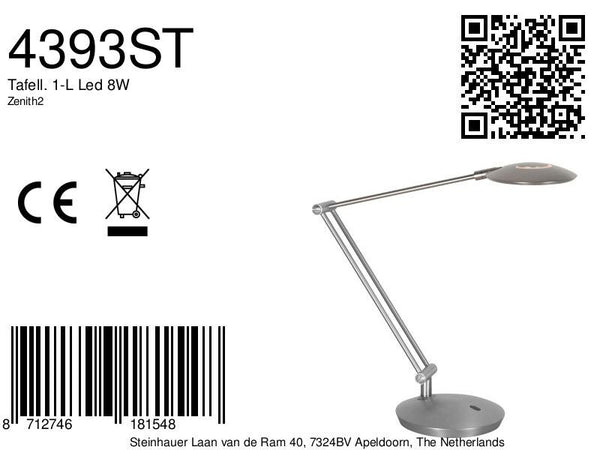Tafellamp zenith 2 staal 4393st verstelbaar