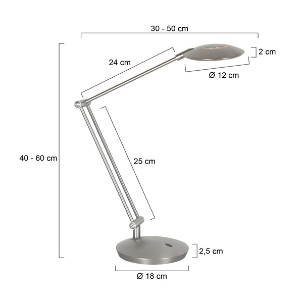 Tafellamp zenith 2 staal 4393st verstelbaar