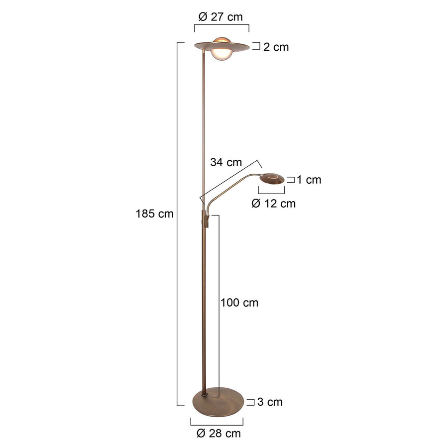 Vloerlamp zenith 2 4394br brons met afstansbediening