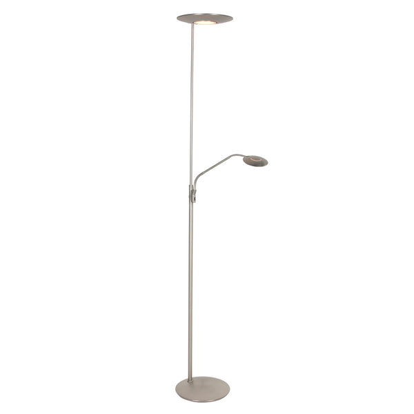 Vloerlamp zenith 2 4394st staal met uplight en leesarm