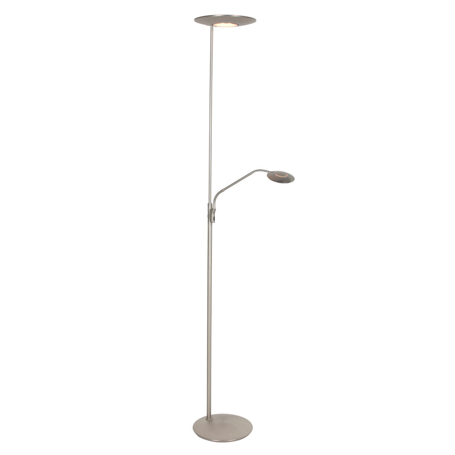 Vloerlamp zenith 2 4394st staal met uplight en leesarm