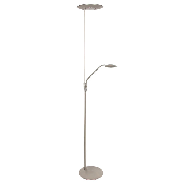 Vloerlamp zenith 2 4394st staal met uplight en leesarm