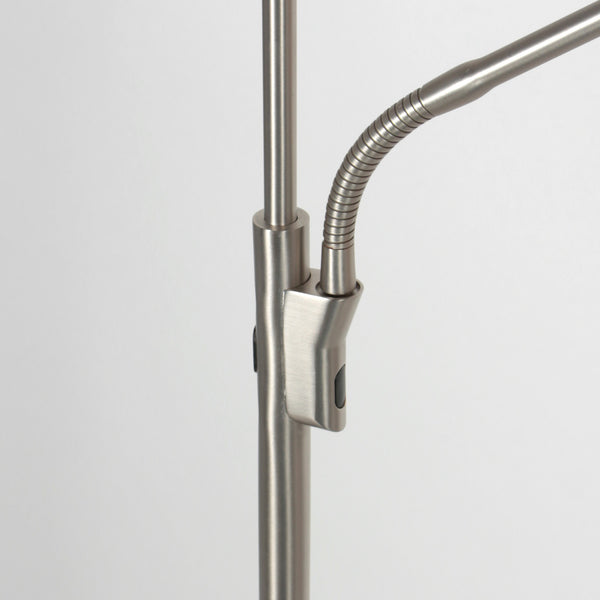 Vloerlamp zenith 2 4394st staal met uplight en leesarm