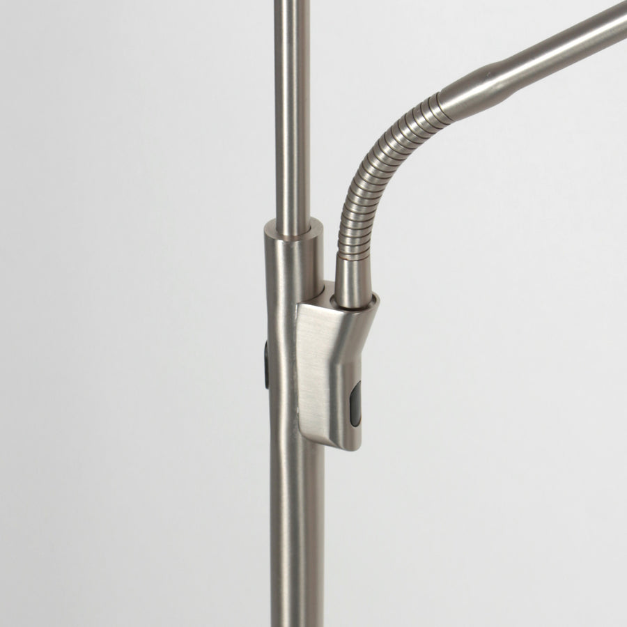Vloerlamp zenith 2 4394st staal met uplight en leesarm