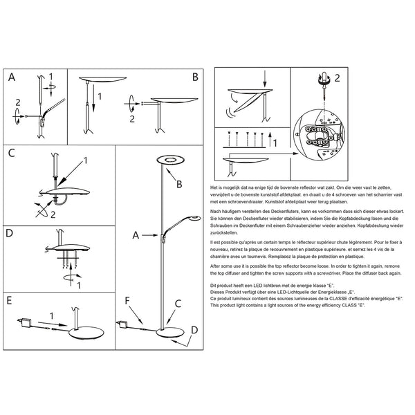 Vloerlamp zenith 2 4394st staal met uplight en leesarm