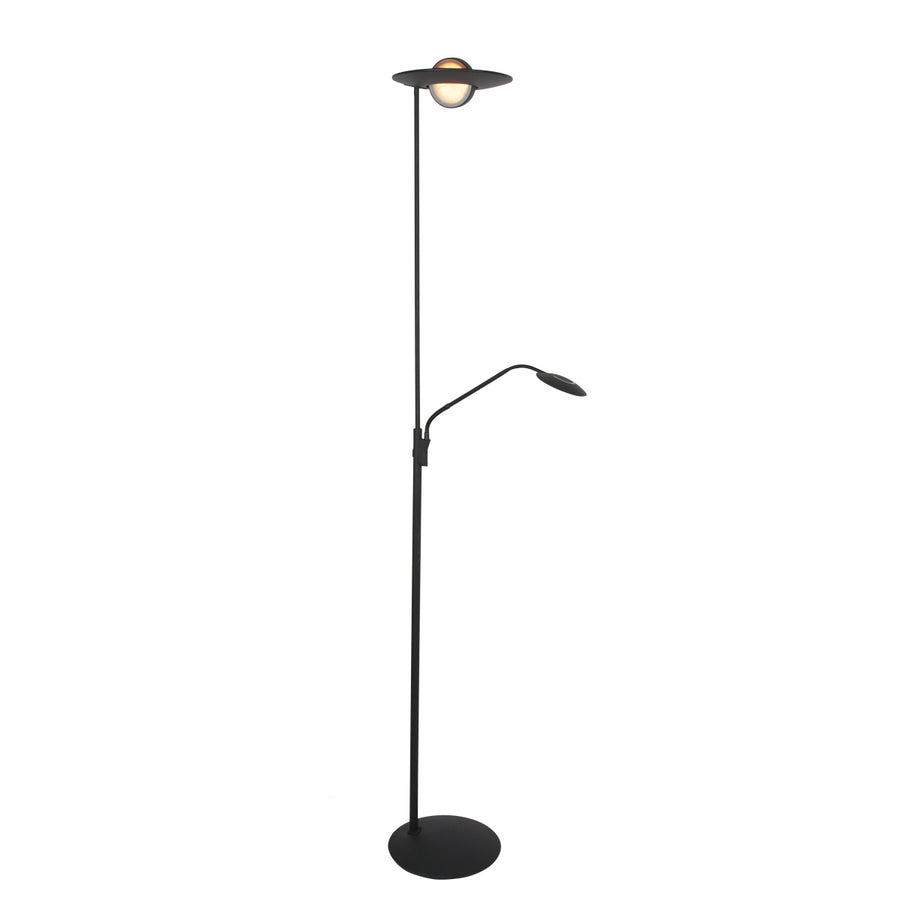 Vloerlamp zenith 2 4394zw zwart met uplight en leesarm