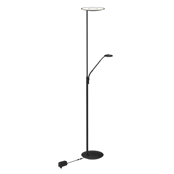 Vloerlamp zenith 2 4394zw zwart met uplight en leesarm