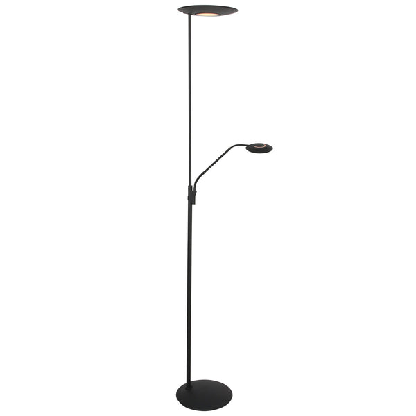 Vloerlamp zenith 2 4394zw zwart met uplight en leesarm