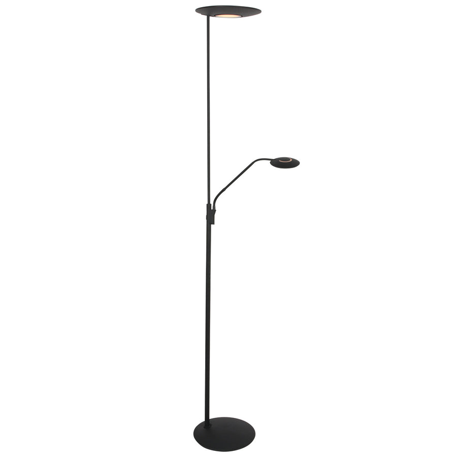 Vloerlamp zenith 2 4394zw zwart met uplight en leesarm