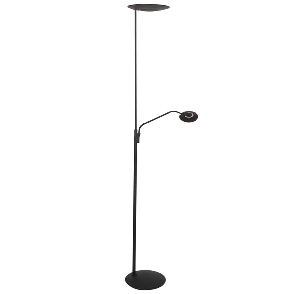 Vloerlamp zenith 2 4394zw zwart met uplight en leesarm
