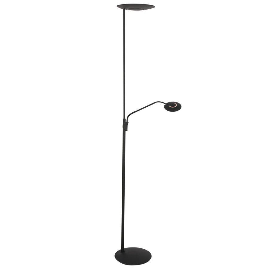 Vloerlamp zenith 2 4394zw zwart met uplight en leesarm