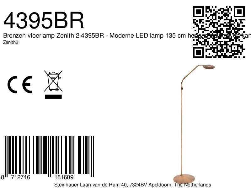 Bronzen vloerlamp zenith 2 4395br met lichtkleur instelbaar led licht