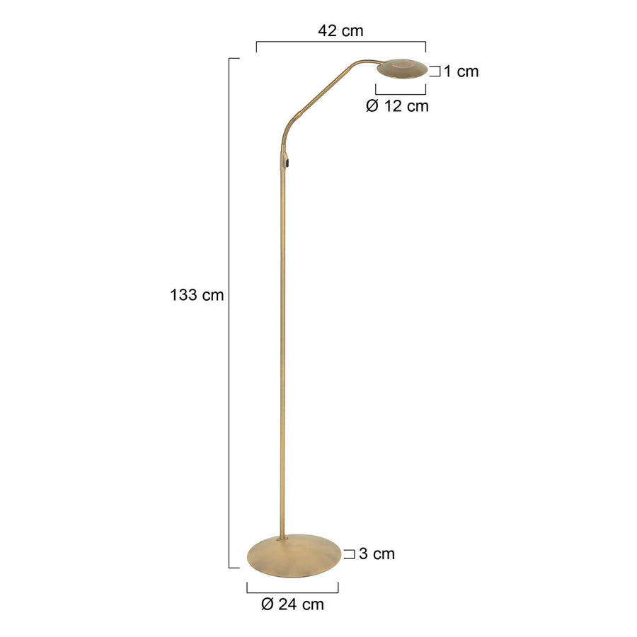 Messing vloerlamp zenith 2 4395me met flexibel led licht