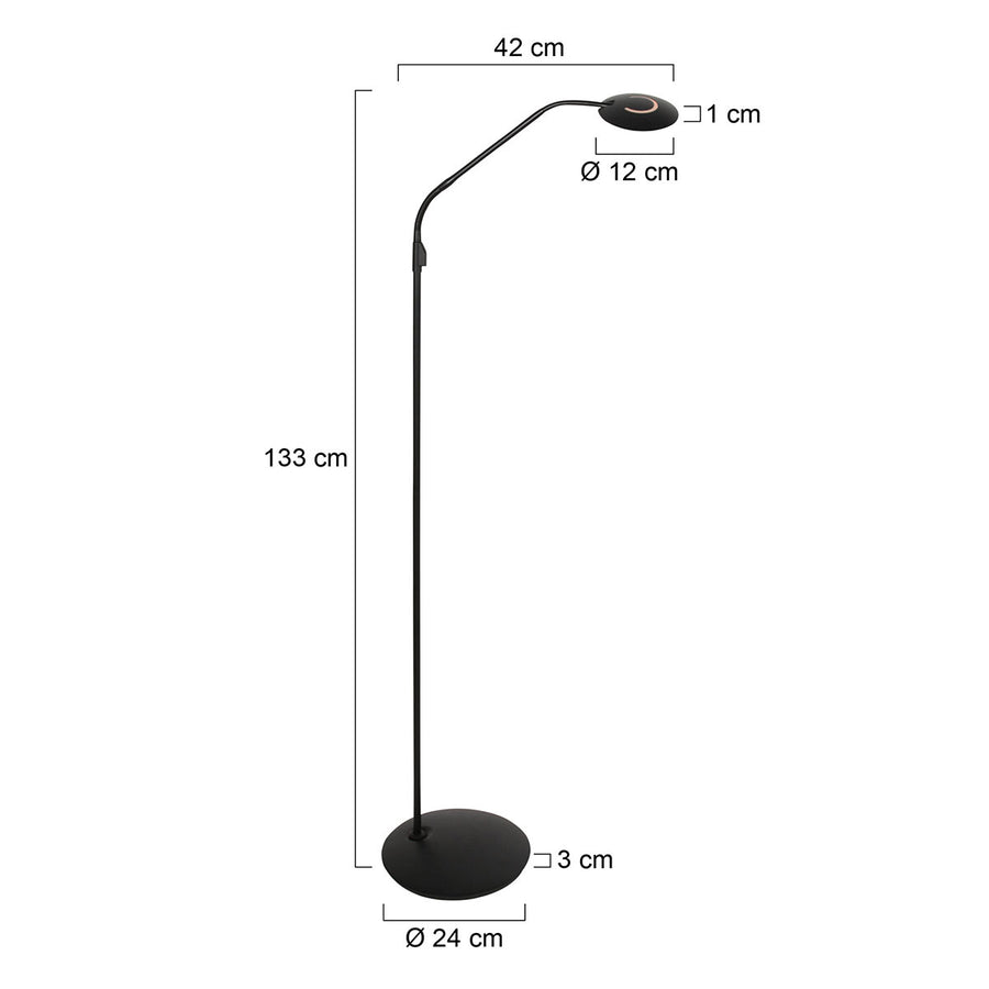 Vloerlamp zenith 2 4395zw zwart dimbaar en instelbaar licht
