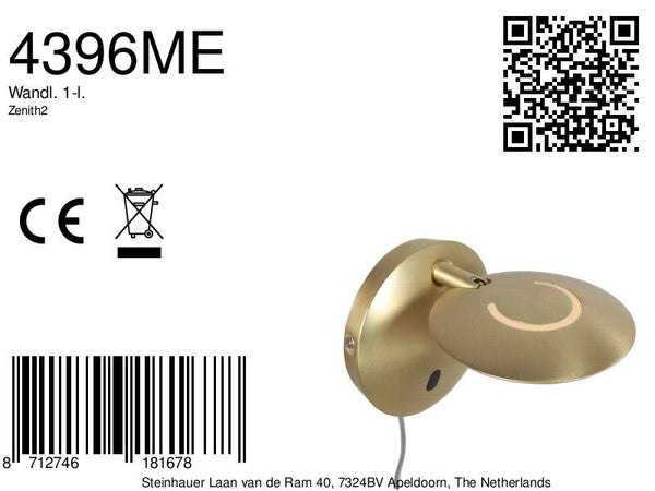 Messing wandlamp zenith 2 4396me verstelbaar led design