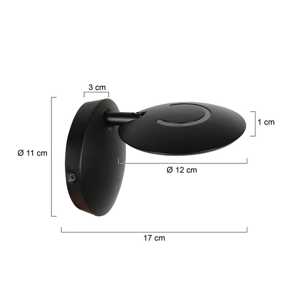 Zwarte wandlamp zenith 2 4396zw verstelbaar met led