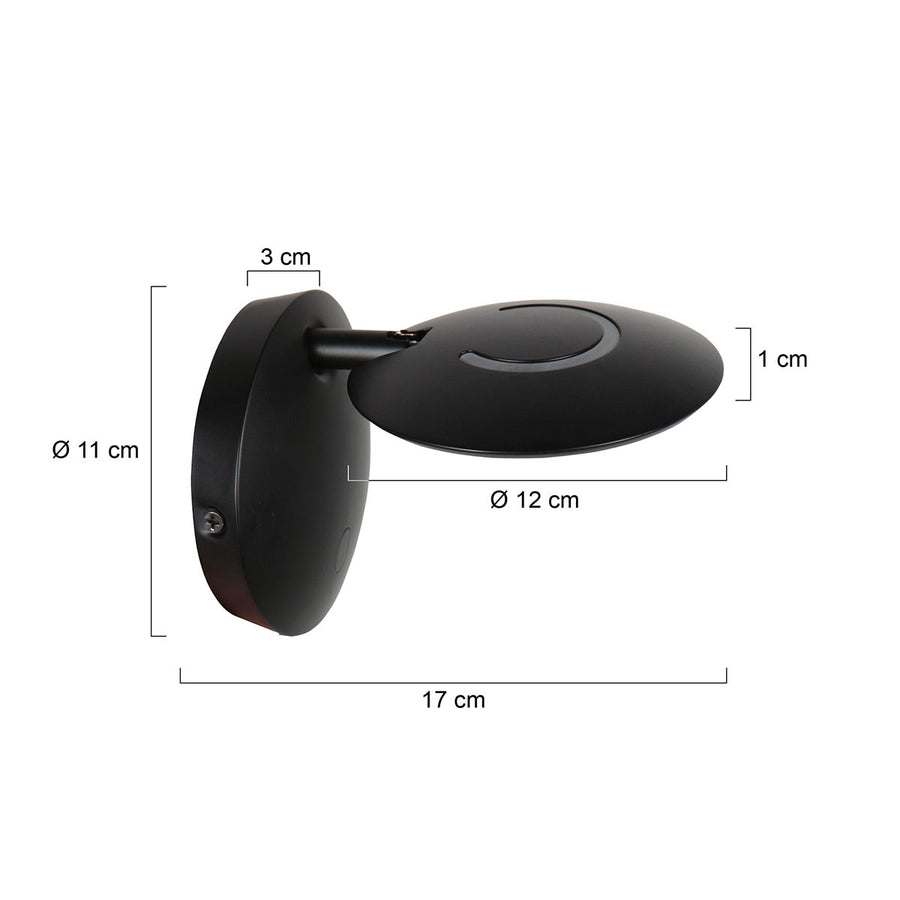 Zwarte wandlamp zenith 2 4396zw verstelbaar met led