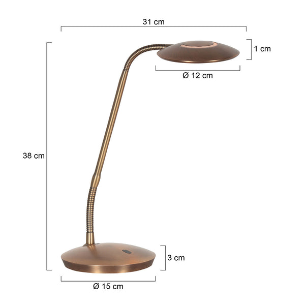 Bronzen tafellamp zenith 2 4397br modern en verstelbaar