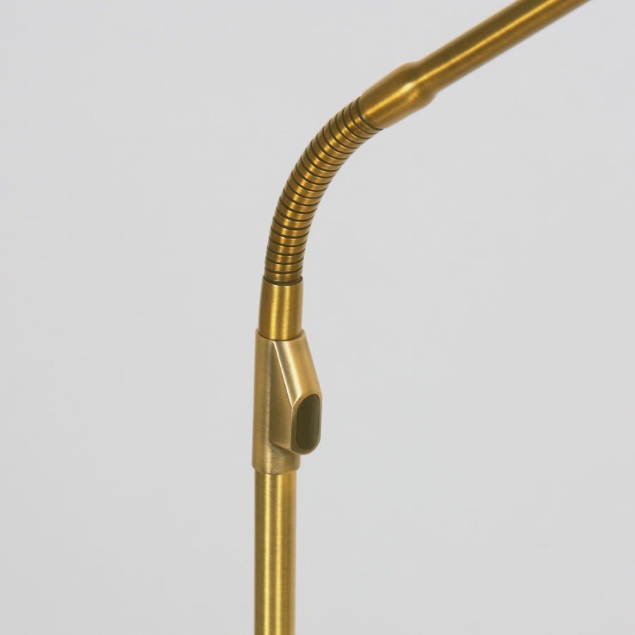 Vloerlamp zenith 2 accu 4398me geborsteld messing met flexarm