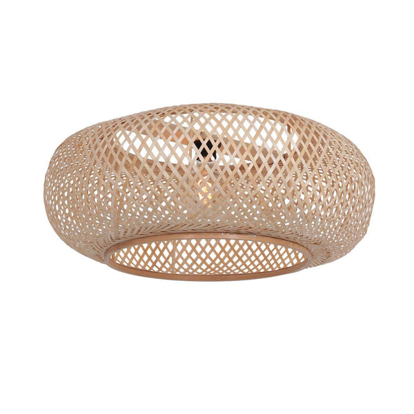 Zwarte boog wandlamp 4404ZW met naturel bamboe kap K2000HS