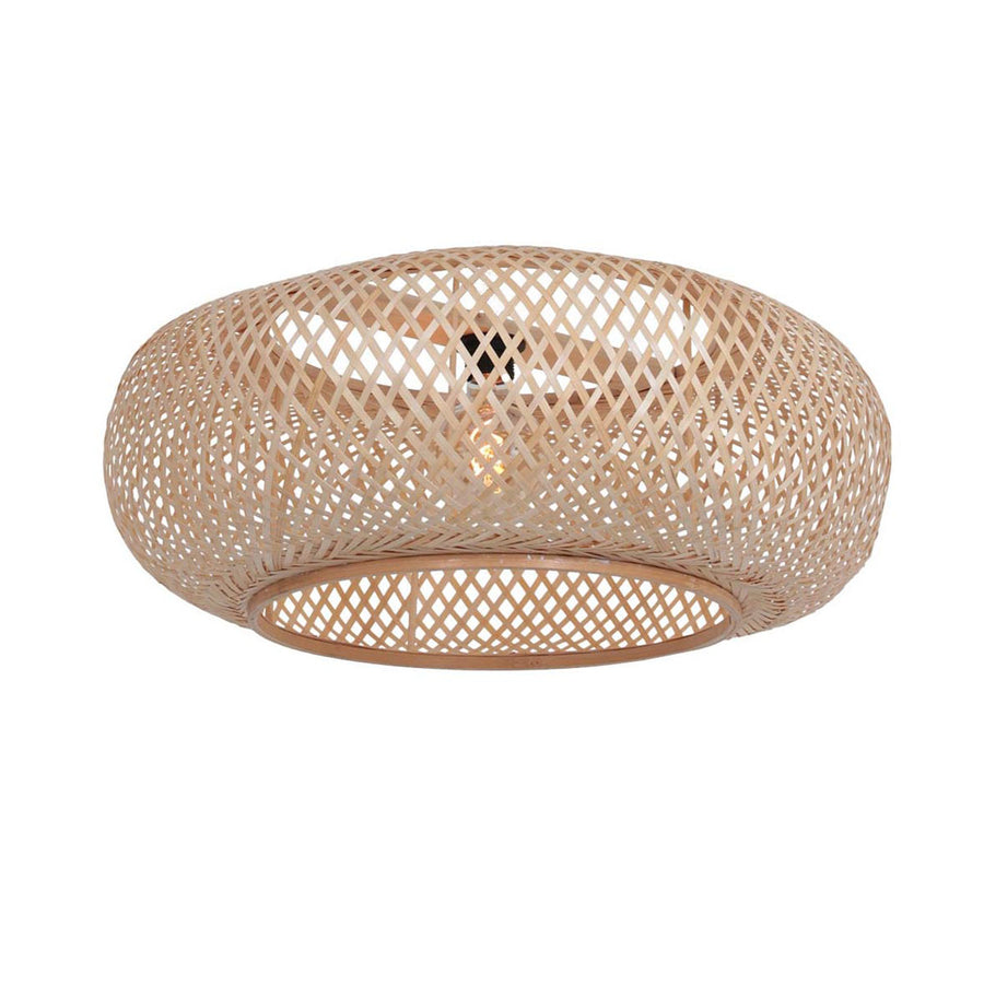 Zwarte boog wandlamp 4404ZW met naturel bamboe kap K2000HS