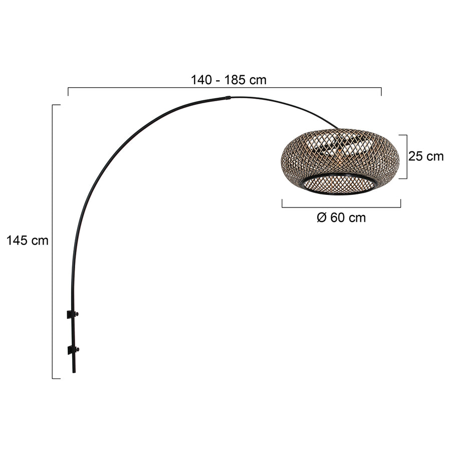 4405ZW Wandbooglamp zwart met bamboe kap Ø60 cm – Sparkled Light