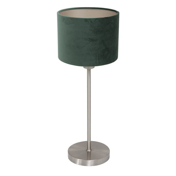 Tafellamp noor 4416st – geborsteld staal met groene velours kap
