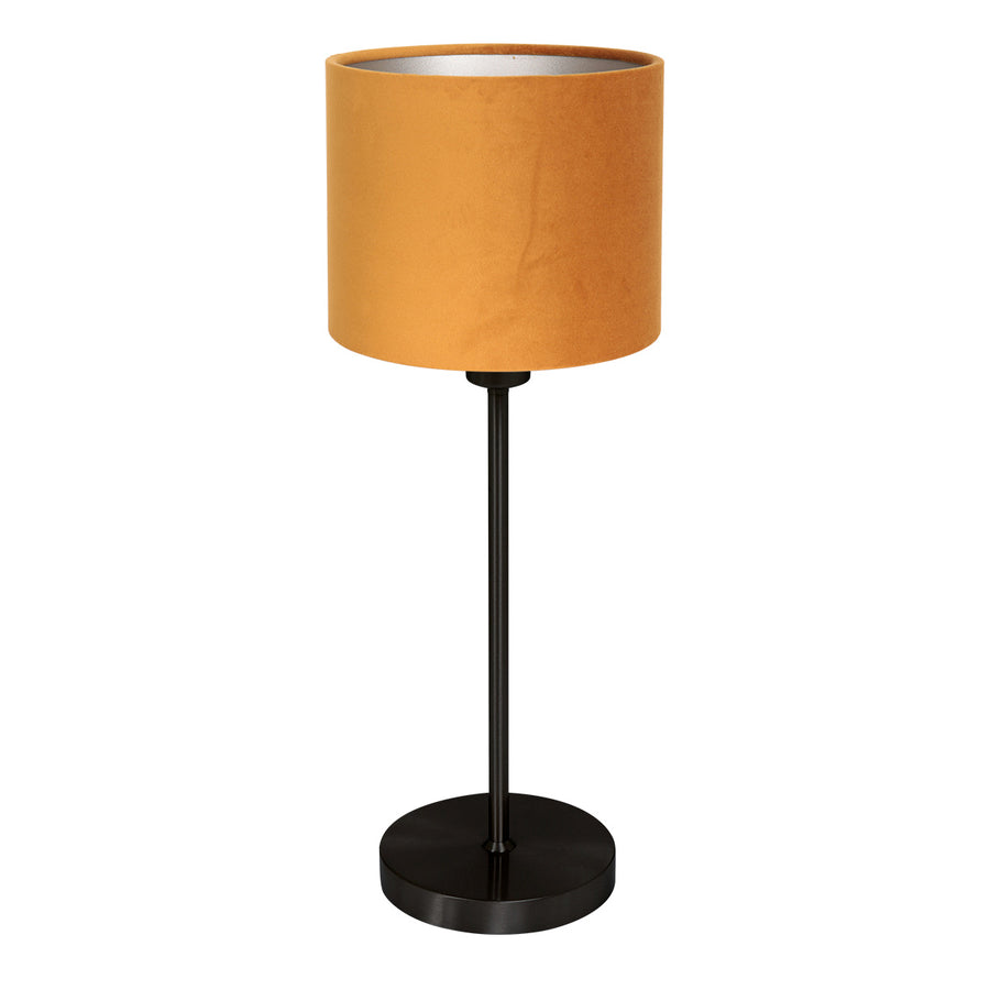 Tafellamp noor 4424zw – zwart staal met gouden velours kap