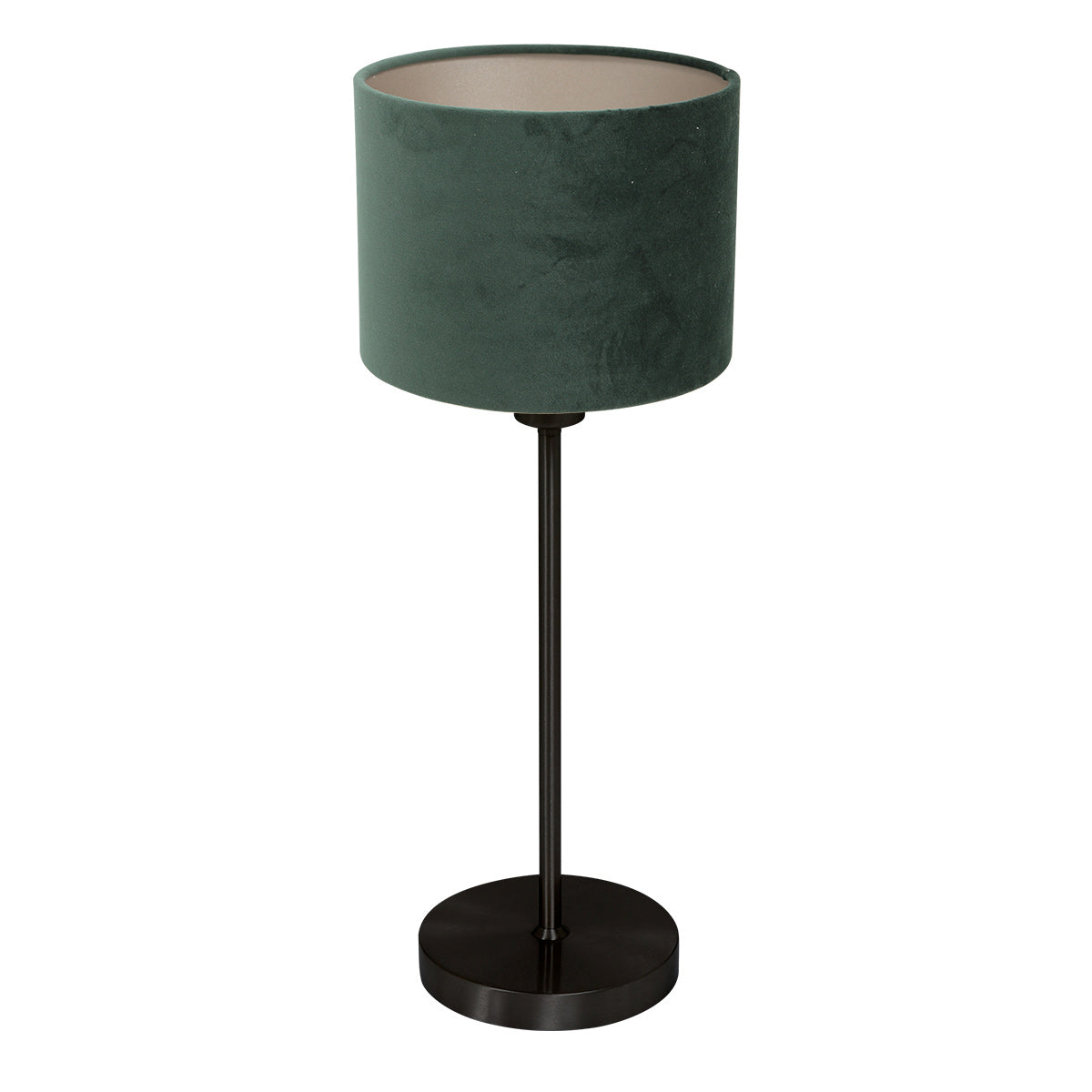 Tafellamp noor 4427zw – zwart staal met groene velours kap (greenwave collectie)