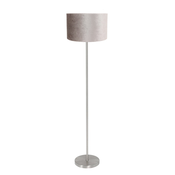 Vloerlamp noor 4430st – geborsteld staal met grijze velours kap