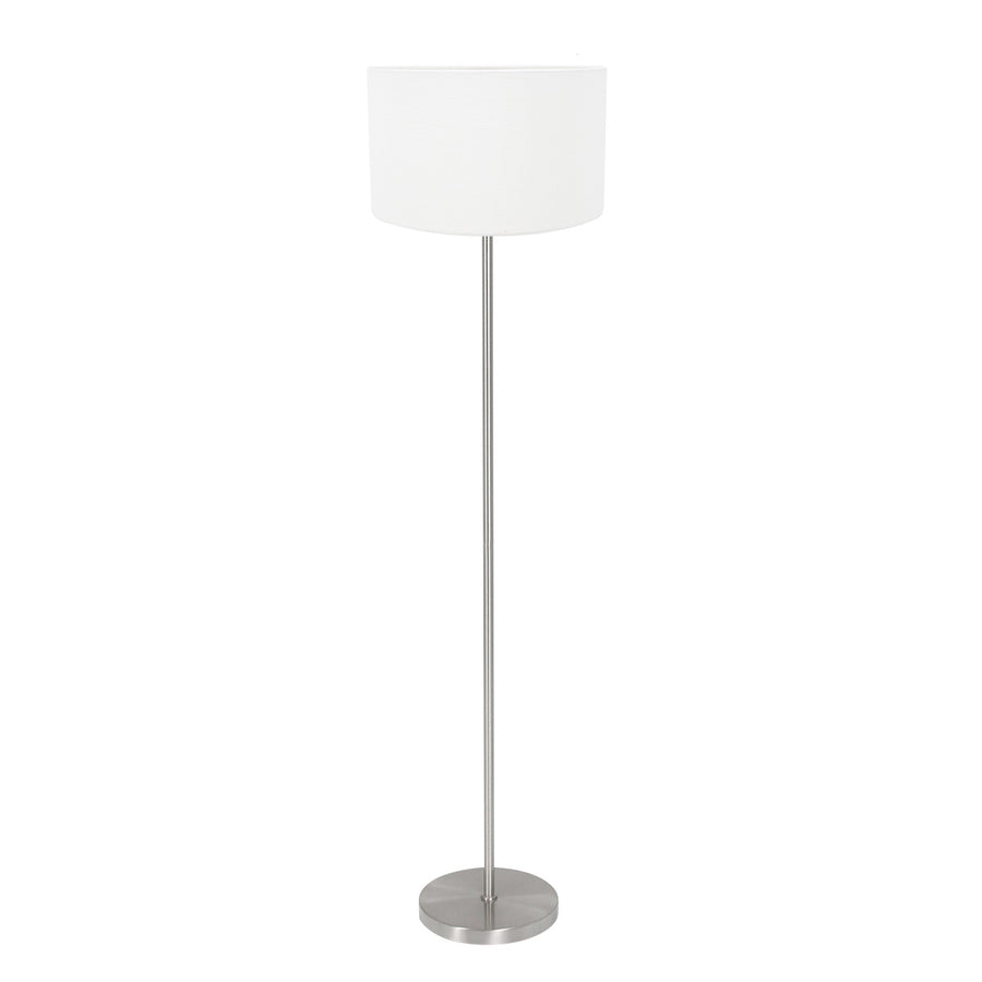 Vloerlamp noor 4432st – geborsteld staal met grof wit linnen kap