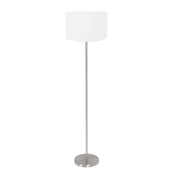 Vloerlamp noor 4432st – geborsteld staal met grof wit linnen kap