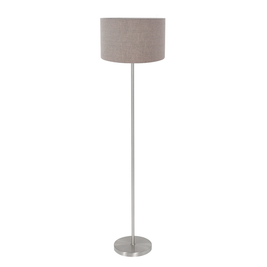 Vloerlamp noor 4433st – geborsteld staal met taupe linnen kap