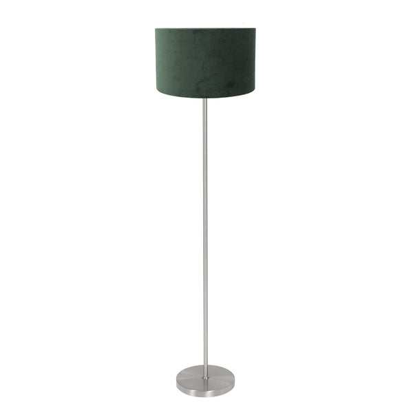 Vloerlamp noor 4434st – geborsteld staal met groene velours kap
