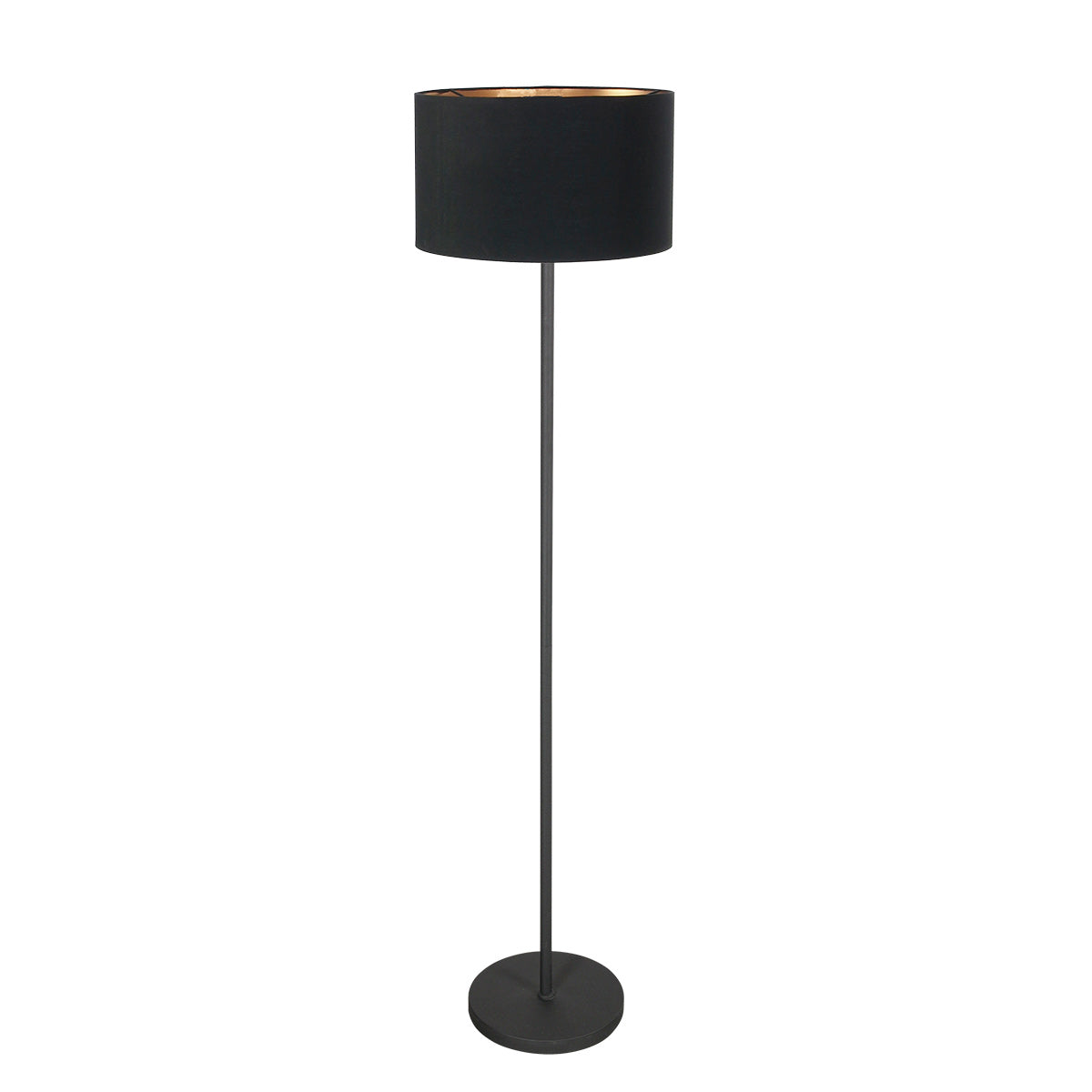 Vloerlamp noor 4436zw – zwart armatuur met zwarte linnen kap