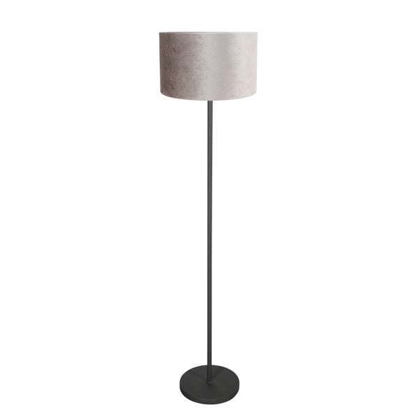 Vloerlamp noor 4441zw – mat zwart met grijze velours kap