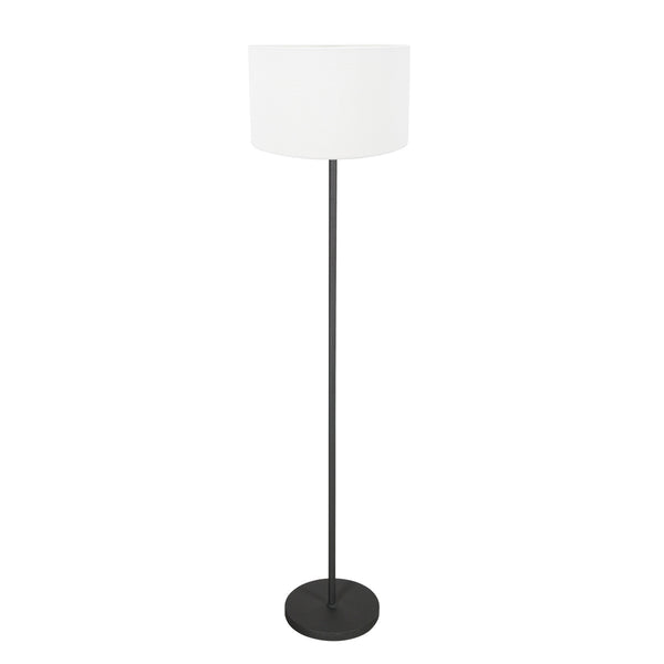 Vloerlamp noor 4443zw – mat zwart met witte linnen kap