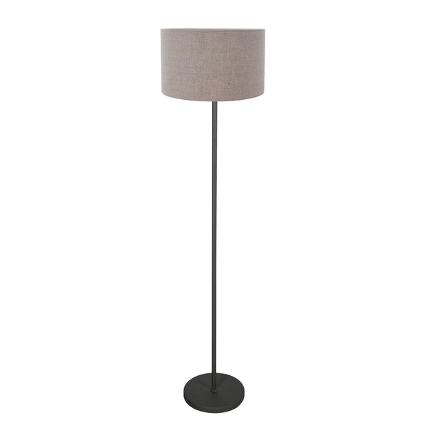 Vloerlamp noor 4444zw – mat zwart met taupe linnen kap