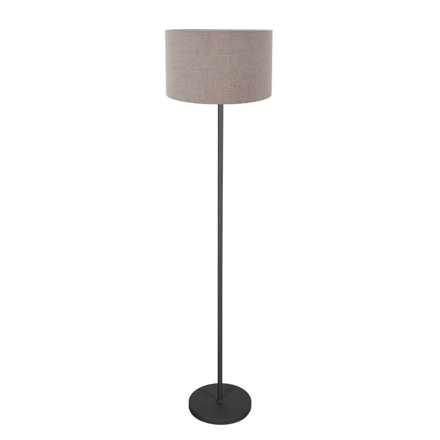 Vloerlamp noor 4444zw – mat zwart met taupe linnen kap