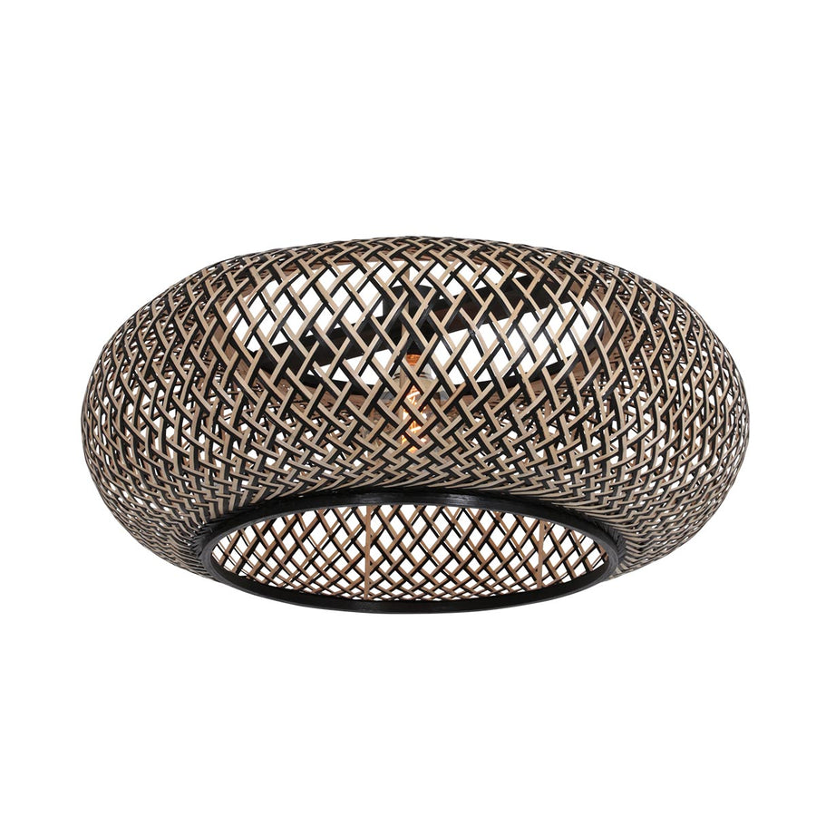 Wandlamp Elegant Classy 4449ZW – Zwart armatuur met bamboe kap Ø60 cm