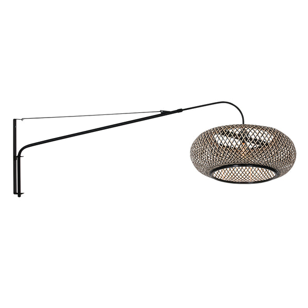 Wandlamp Elegant Classy 4449ZW – Zwart armatuur met bamboe kap Ø60 cm