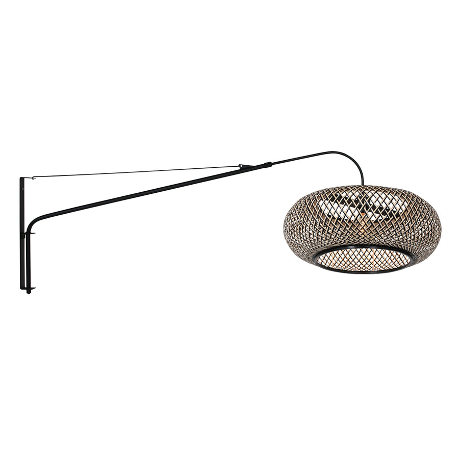 Wandlamp Elegant Classy 4449ZW – Zwart armatuur met bamboe kap Ø60 cm