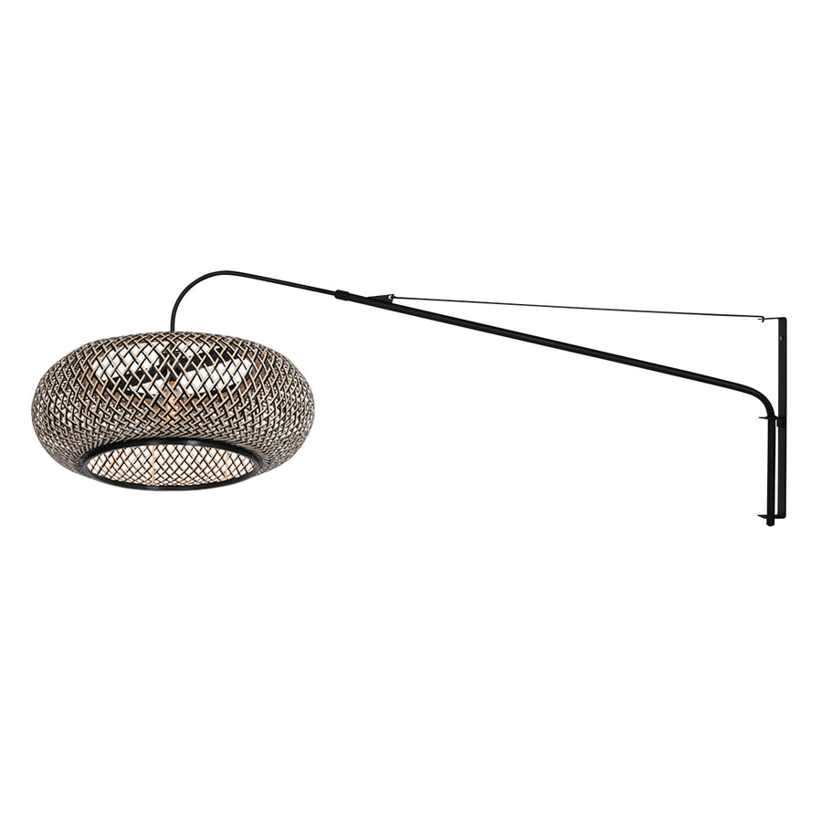 Wandlamp Elegant Classy 4449ZW – Zwart armatuur met bamboe kap Ø60 cm