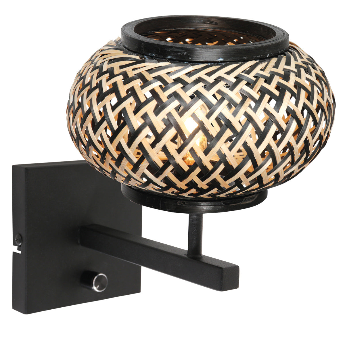 Nox light 4459zw – wandlamp met bamboe kap