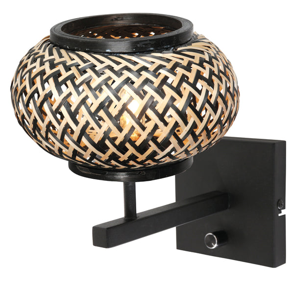 Nox light 4459zw – wandlamp met bamboe kap