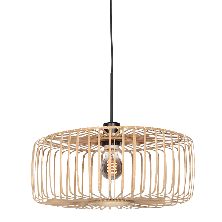 Hanglamp Sparkled Light 4474ZW – Zwart met bamboe kap Ø40 cm