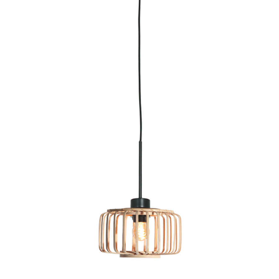 Hanglamp Sparkled Light 4475ZW – Zwarte hanglamp met bamboe kap Ø20 cm