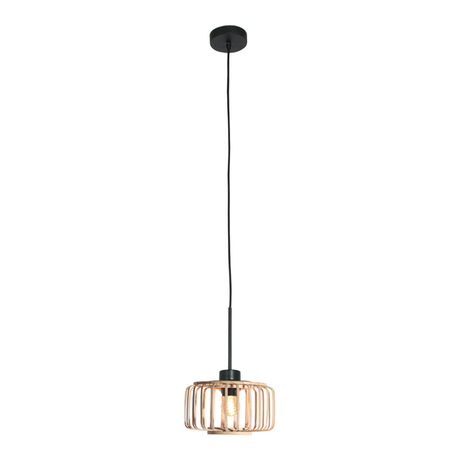 Hanglamp Sparkled Light 4475ZW – Zwarte hanglamp met bamboe kap Ø20 cm